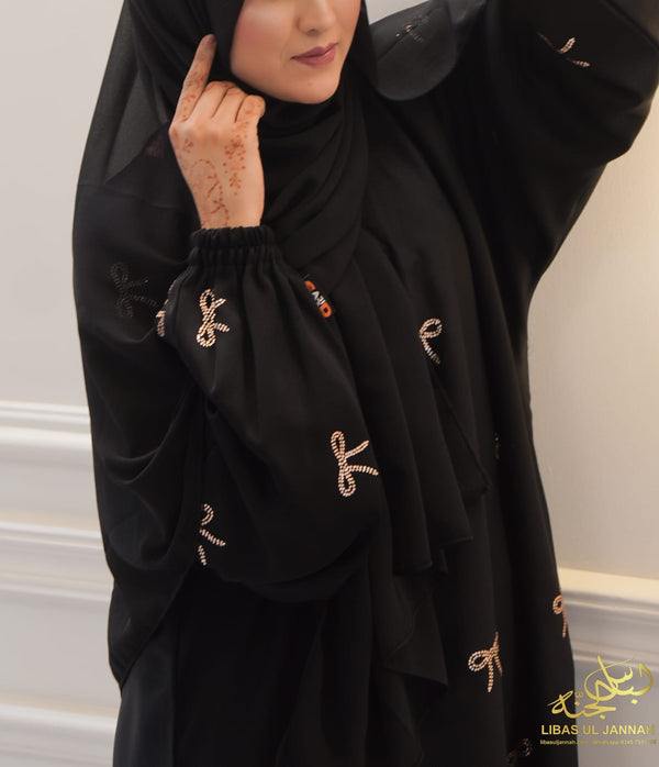 ABAYA – Black Elegance with DMC Nugget Bows
Color: Black