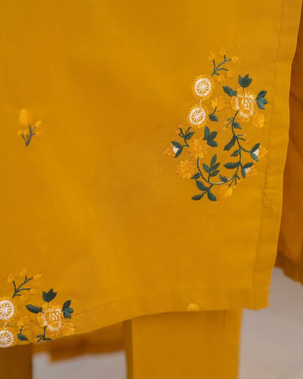 Mustard Hill 3pcs (Simple Chiffon Dupatta)
