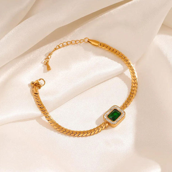 Emerald Snake Chain Bracelet
