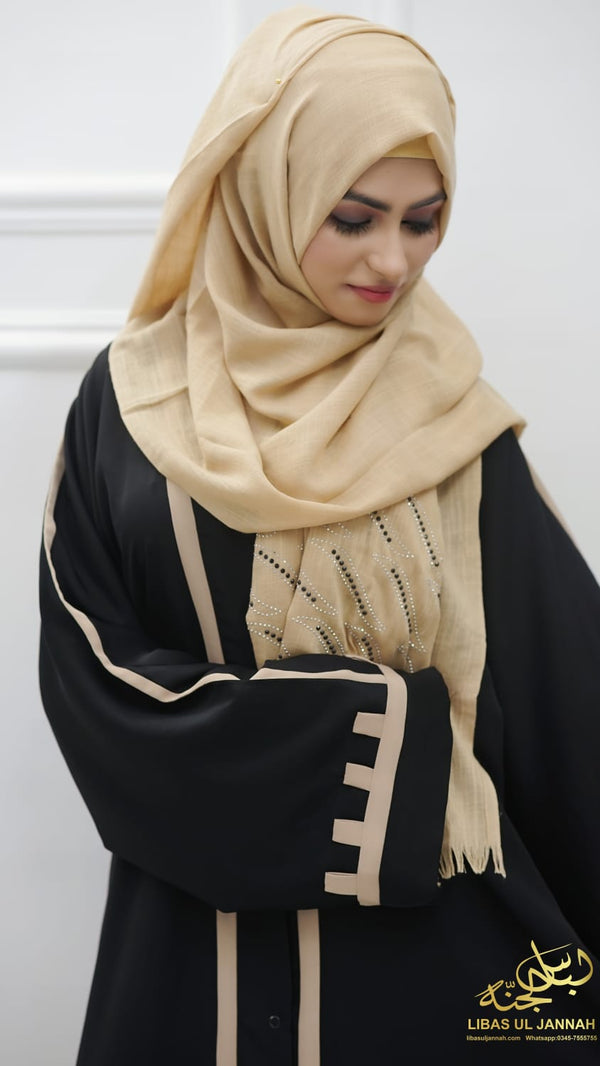 ABAYAElysia – Black Contrast Trim Abaya*